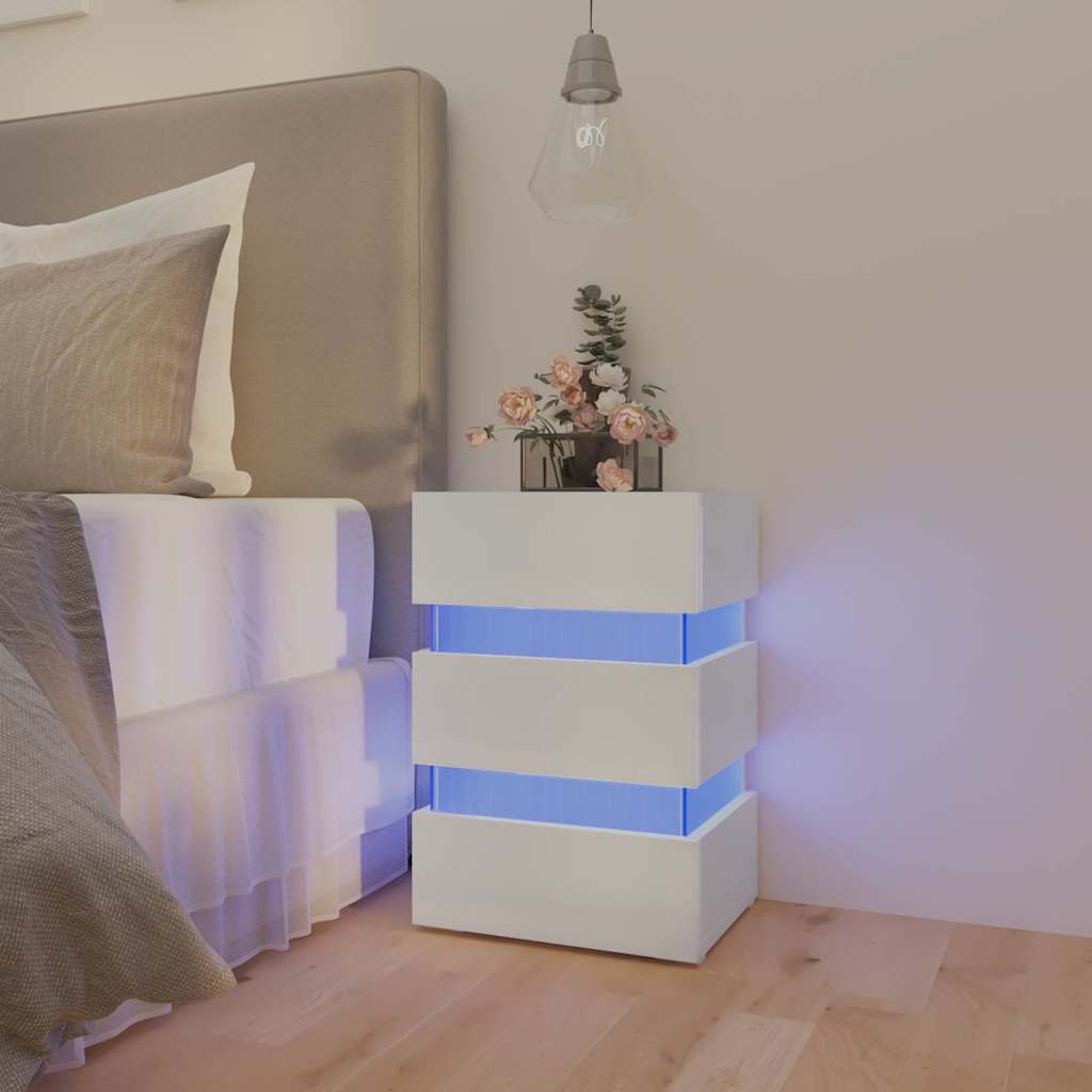 326846 vidaXL Nachtkastje LED 45x35x67 cm bewerkt hout wit