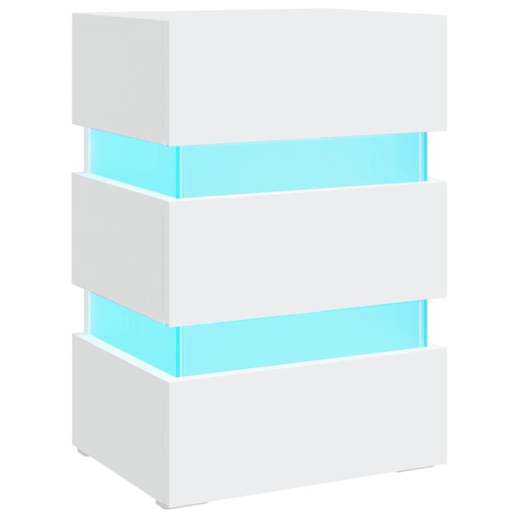 326846 vidaXL Nachtkastje LED 45x35x67 cm bewerkt hout wit