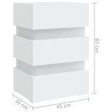 326846 vidaXL Nachtkastje LED 45x35x67 cm bewerkt hout wit