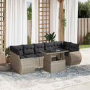 vidaXL 8-delige Loungeset met kussens poly rattan zwart