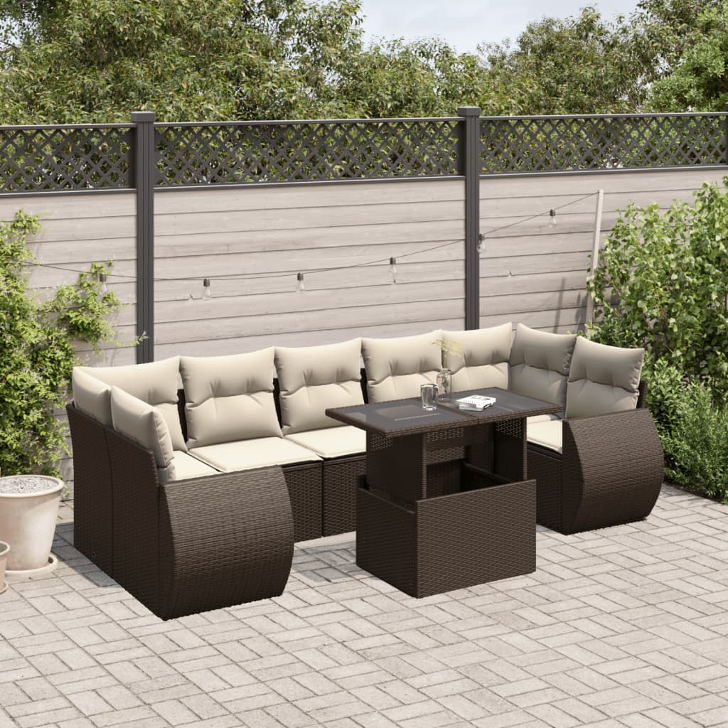 vidaXL 8-delige Loungeset met kussens poly rattan zwart