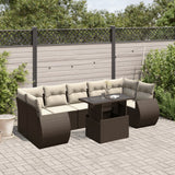 vidaXL 8-delige Loungeset met kussens poly rattan zwart