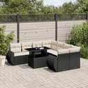 vidaXL 9-piece Poly Rattan Lounge Set with Cushions Black
