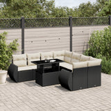 vidaXL 9-piece Poly Rattan Lounge Set with Cushions Black