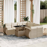 vidaXL 9-piece Poly Rattan Lounge Set with Cushions Black