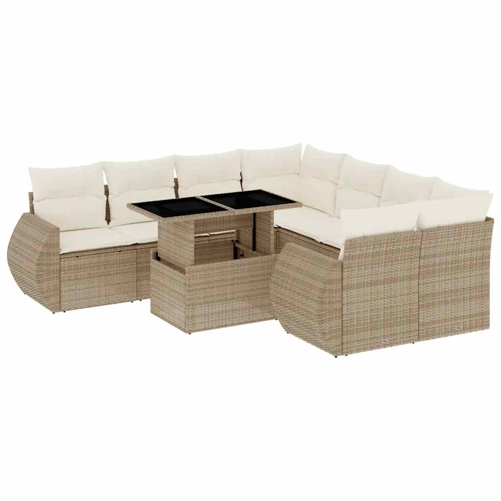 vidaXL 9-piece Poly Rattan Lounge Set with Cushions Black