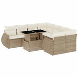 vidaXL 9-piece Poly Rattan Lounge Set with Cushions Black