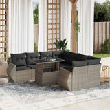 vidaXL 9-piece Poly Rattan Lounge Set with Cushions Black