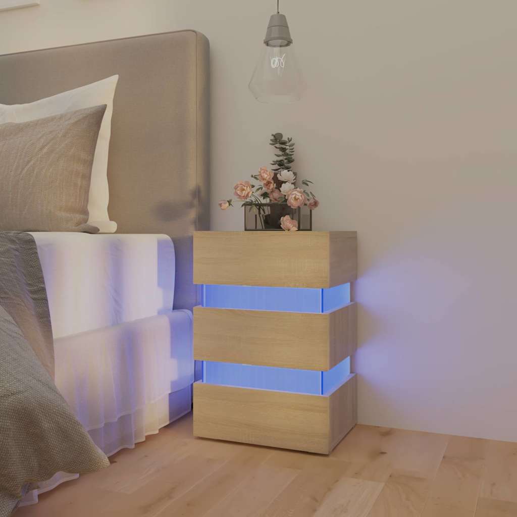 326846 vidaXL Nachtkastje LED 45x35x67 cm bewerkt hout wit
