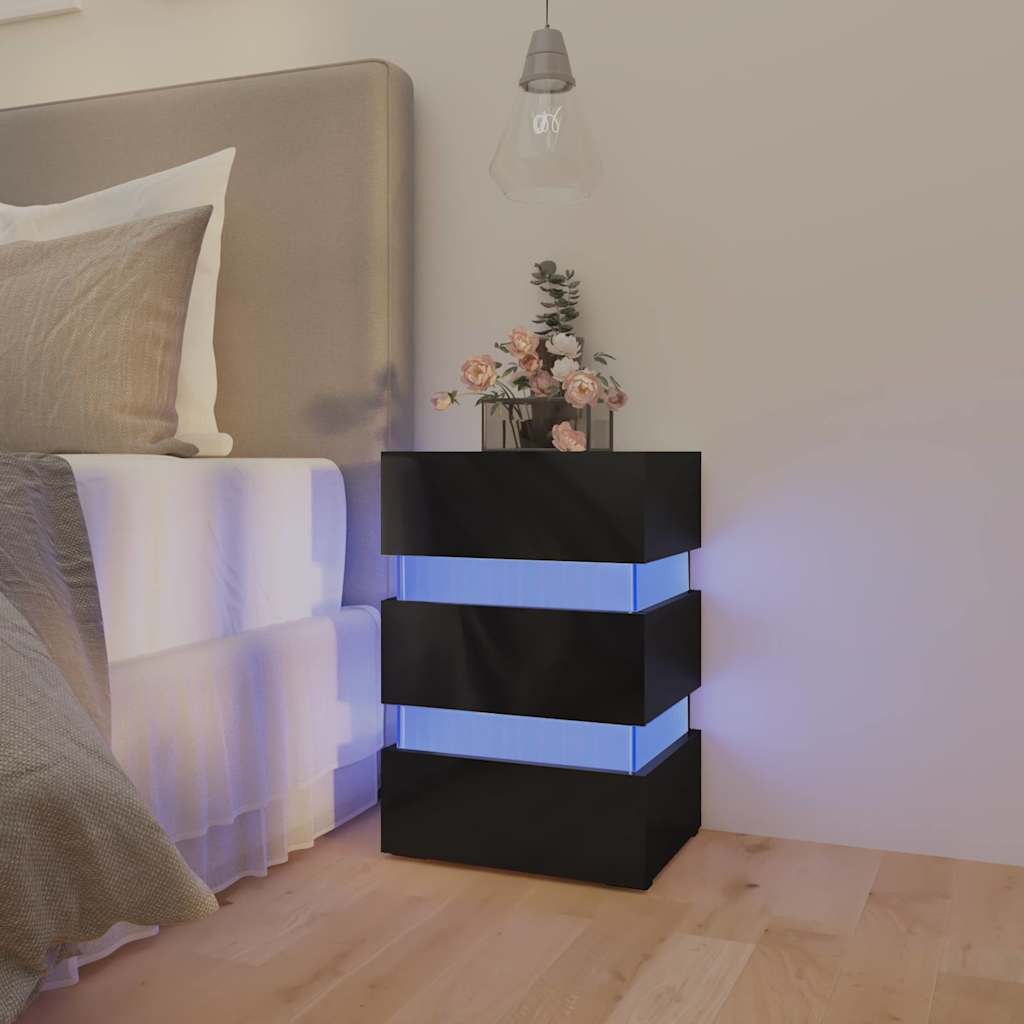 326846 vidaXL Nachtkastje LED 45x35x67 cm bewerkt hout wit