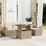 vidaXL 6-delige Loungeset met kussens poly rattan zwart