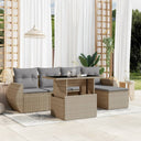 vidaXL 6-delige Loungeset met kussens poly rattan zwart