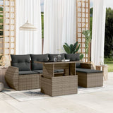 vidaXL 6-delige Loungeset met kussens poly rattan zwart
