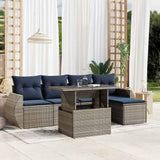 vidaXL 6-Piece Garden Sofa Set with Cushions Black Poly Rattan