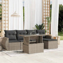 vidaXL 6-delige Loungeset met kussens poly rattan zwart