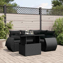 vidaXL 5-Piece Lounge Set with Cushions Poly Rattan Black