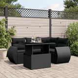 vidaXL 5-Piece Lounge Set with Cushions Poly Rattan Black