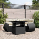 vidaXL 5-Piece Lounge Set with Cushions Poly Rattan Black