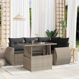 vidaXL 5-Piece Lounge Set with Cushions Poly Rattan Black