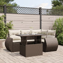 vidaXL 5-Piece Lounge Set with Cushions Poly Rattan Black