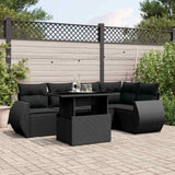 vidaXL 6-piece Lounge Set with Cushions Poly Rattan Black