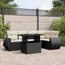 vidaXL 6-piece Lounge Set with Cushions Poly Rattan Black