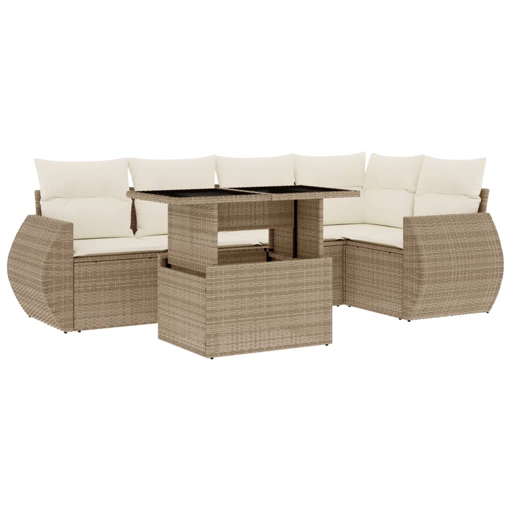 vidaXL 6-piece Lounge Set with Cushions Poly Rattan Black