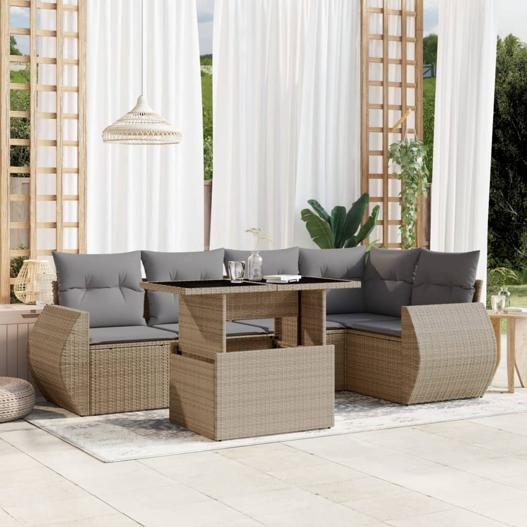 vidaXL 6-piece Lounge Set with Cushions Poly Rattan Black