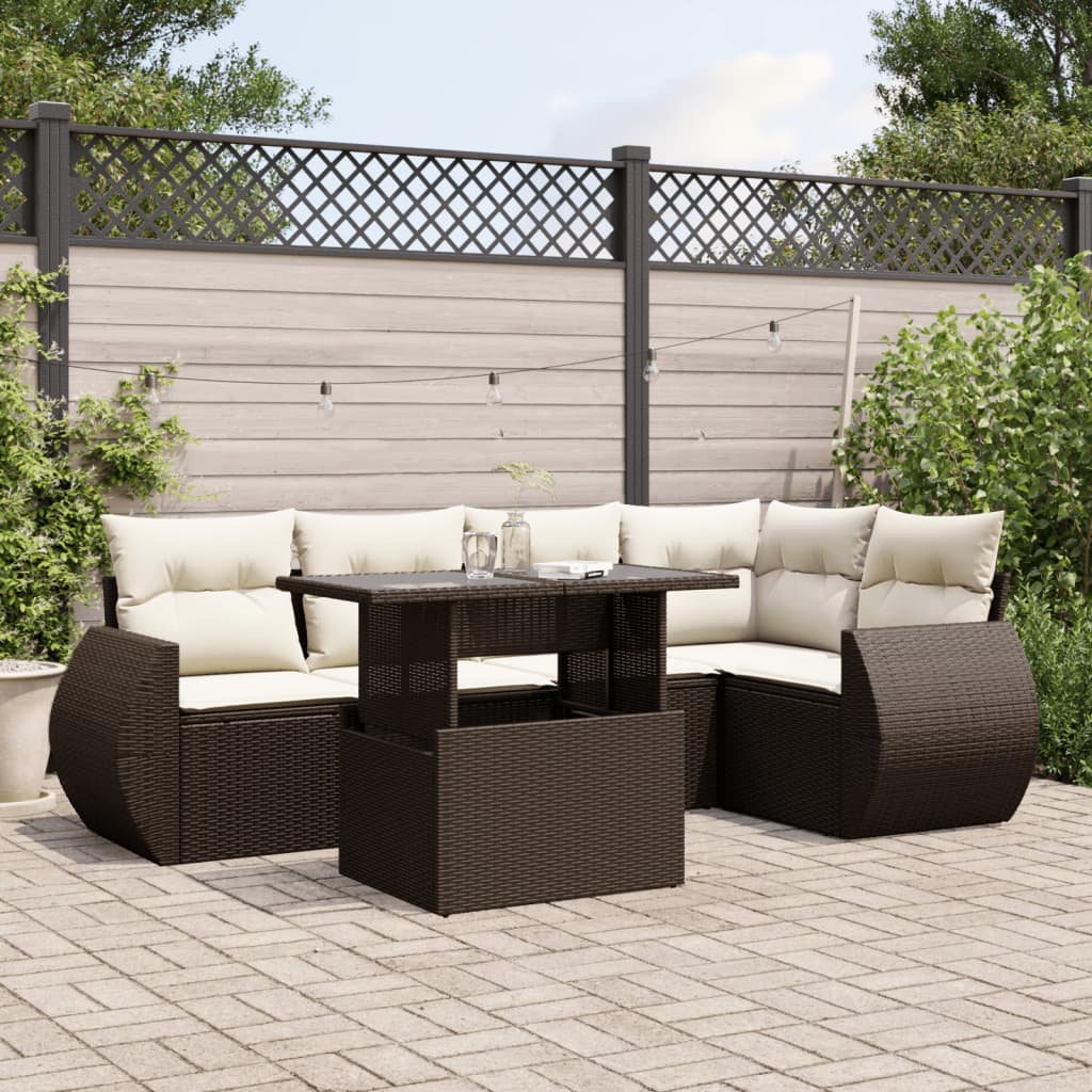 vidaXL 6-piece Lounge Set with Cushions Poly Rattan Black