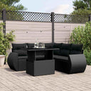 vidaXL 6-Piece Lounge Set with Cushions Poly Rattan Black