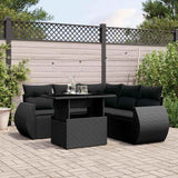 vidaXL 6-Piece Lounge Set with Cushions Poly Rattan Black