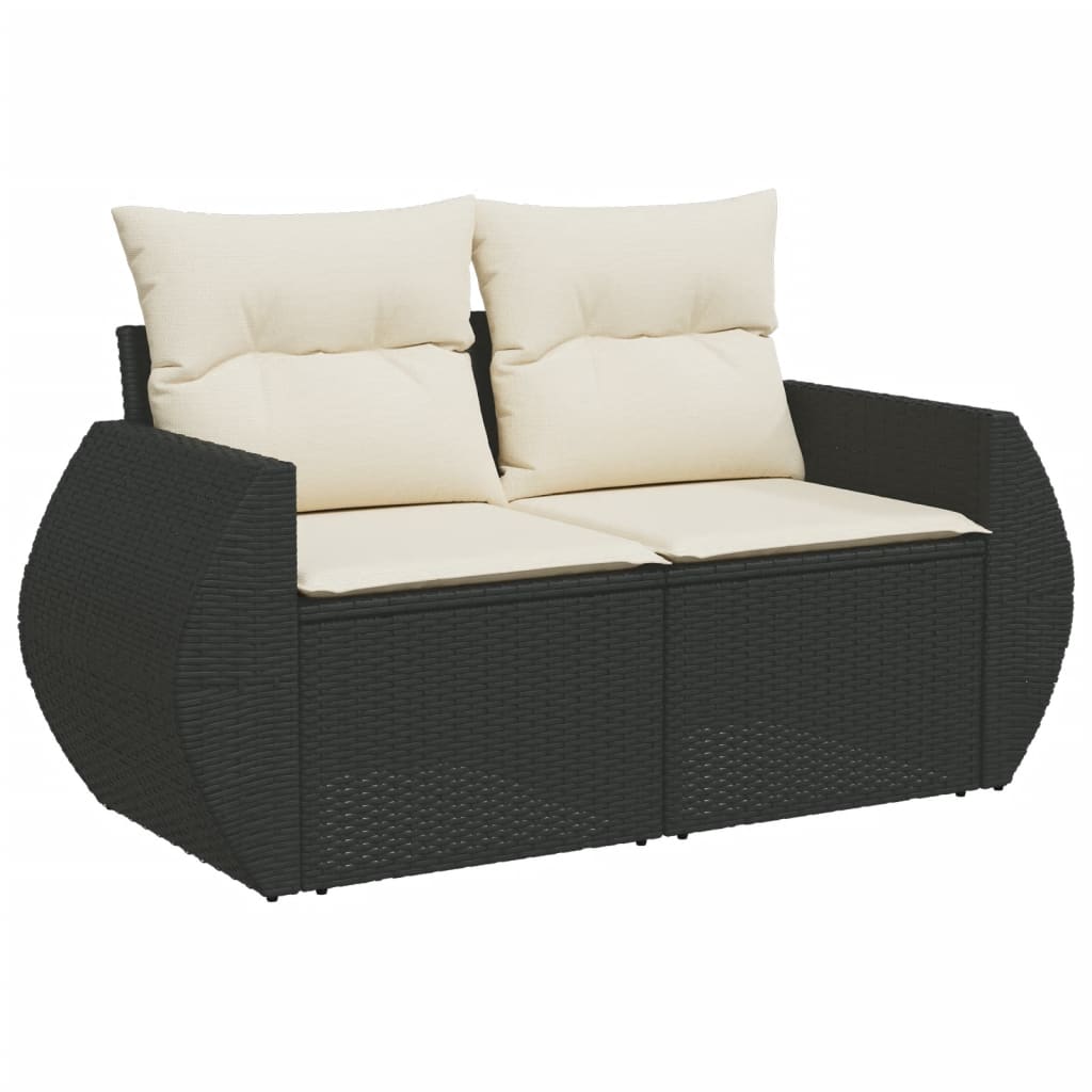 vidaXL 6-Piece Lounge Set with Cushions Poly Rattan Black