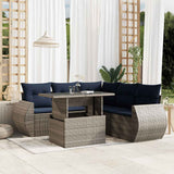 vidaXL 6-Piece Garden Sofa Set with Cushions, Grey Poly Rattan