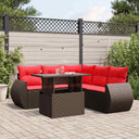 vidaXL 6-Piece Garden Sofa Set with Cushions, Grey Poly Rattan