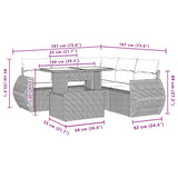 vidaXL 6-Piece Garden Sofa Set with Cushions, Grey Poly Rattan