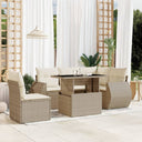 vidaXL 6-delige Loungeset met kussens poly rattan zwart