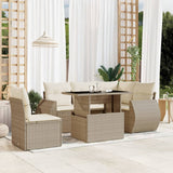 vidaXL 6-delige Loungeset met kussens poly rattan zwart