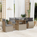 vidaXL 6-delige Loungeset met kussens poly rattan zwart