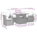 vidaXL 6-delige Loungeset met kussens poly rattan zwart