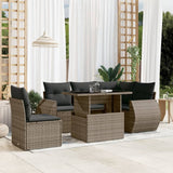 vidaXL 6-delige Loungeset met kussens poly rattan zwart