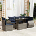 vidaXL 6-Piece Garden Sofa Set with Cushions, Grey Poly Rattan