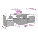 vidaXL 6-Piece Garden Sofa Set with Cushions, Grey Poly Rattan