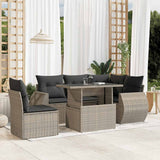 vidaXL 6-delige Loungeset met kussens poly rattan zwart