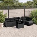 vidaXL 7-delige Loungeset met kussens poly rattan zwart