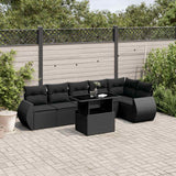 vidaXL 7-delige Loungeset met kussens poly rattan zwart
