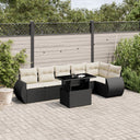 vidaXL 7-delige Loungeset met kussens poly rattan zwart