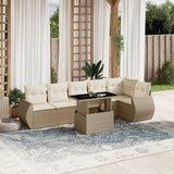 vidaXL 7-delige Loungeset met kussens poly rattan zwart