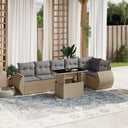 vidaXL 7-delige Loungeset met kussens poly rattan zwart