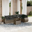 vidaXL 7-delige Loungeset met kussens poly rattan zwart