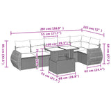 vidaXL 7-delige Loungeset met kussens poly rattan zwart
